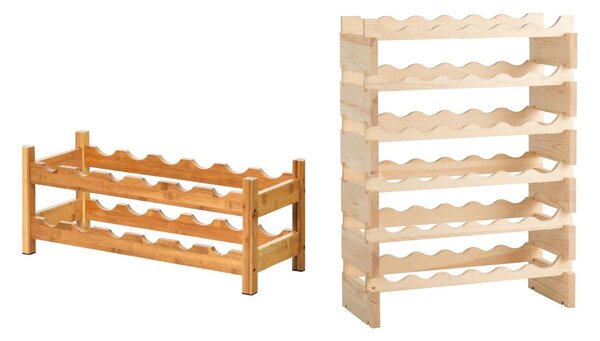 Costway Scaffale di bambù per vini con 2 livelli e porta bottiglie di vino, Porta bottiglie per cucina e scaffale bottiglie di vino di legno