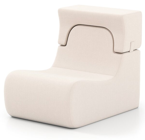 Costway Sedia da pavimento per adulti divano pigro con poggiatesta staccabile, Sedia comoda da lettura Beige chiaro