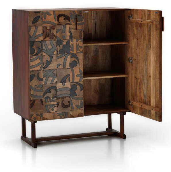 Madia Nidra Design Twist 45x100xH120 cm, Marrone, Legno di Mango