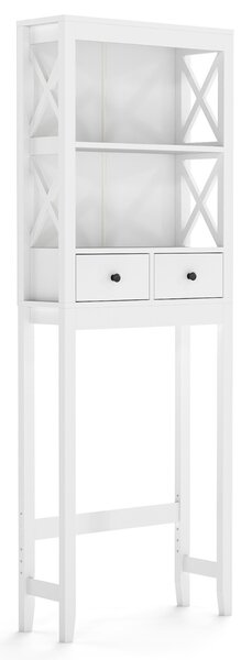 Costway Organizzatore da bagno indipendente alto 165 cm con ripiani aperti, Mensola sopra il WC per lavanderia Bianco