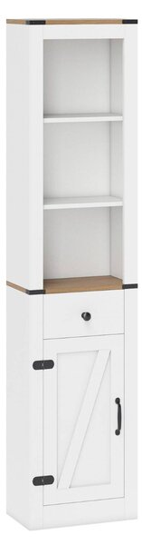 Costway Armadietto da bagno alto 173 cm organizzatore stretto con cassetto, Armadietto da bagno soggiorno e cucina Bianco