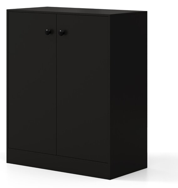 Costway Armadietto a 2 porte 3 ripiani in legno per soggiorno, Organizzatore di armadietti a buffet indipendenti Nero