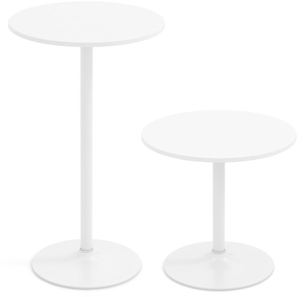 Costway Tavolo da cocktail 101,5 cm si trasforma in tavolo caffè 56 cm, Tavolo bistro rotondo 2 pezzi finitura polvere elegante Bianco