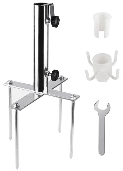 Supporto per ombrellone regolabile - Picchetto da terra - Ancoraggio per sabbia - Base per ombrellone - Gancio appendioggetti - Diametro 29-41 mm