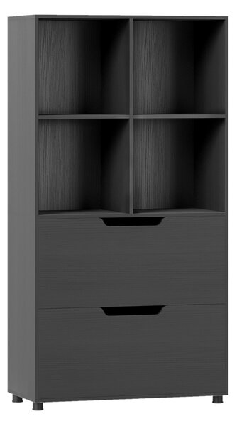 Costway Libreria a 4 cubi con 2 cassetti scaffale libreria moderna a cubi aperti, Libreria organizer in legno per soggiorno