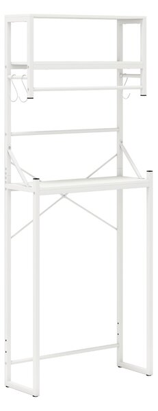 Costway Scaffale sopra il wc organizzatore bagno con 3 ripiani e portasciugamani, Scaffale sopra il wc ganci e barra regolabile Bianco