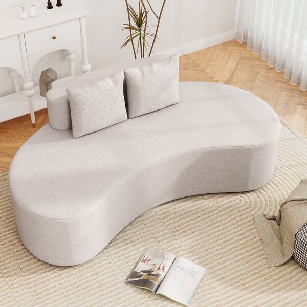 Costway Divano curva divano imbottito curvo con 2 cuscini accoglienti schienale basso,Divano a pavimento moderno per soggiorno Grigio