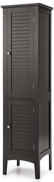 Costway Mobile bagno alto con 2 ante 5 vani, Colonna bagno da terra salvaspazio 37x37x160cm Caffè