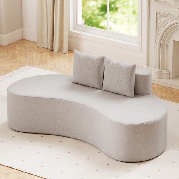 Costway Divano curva divano imbottito curvo con 2 cuscini accoglienti schienale basso,Divano a pavimento moderno per soggiorno Grigio
