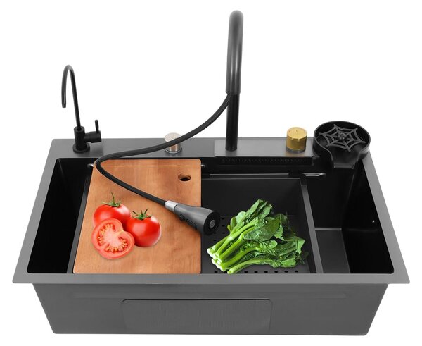 Solidchoice - Lavello da cucina in acciaio inossidabile con rubinetto estraibile