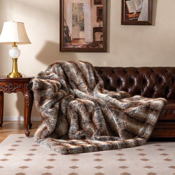 Costway Coperta in pelliccia sintetica morbida e soffice pelliccia sintetica di volpe, Coperta plaid di lusso spesso caldo per letto