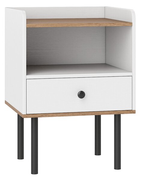 Costway Comodino tavolino da letto con cassetto e ripiano aperto per soggiorno, Comodino camera da letto e spazi ridotti Bianco