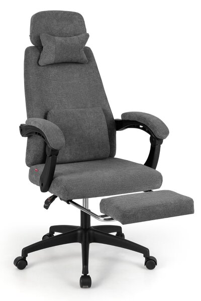 Costway Sedia da ufficio reclinabile da scrivania in tessuto con braccioli imbottiti, Sedia poltrona esecutiva ergonomica
