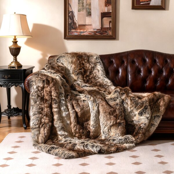 Costway Coperta in pelliccia sintetica morbida e soffice pelliccia sintetica di procione, Coperta plaid di lusso spesso caldo per letto
