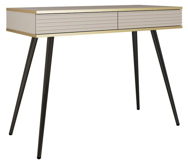Comodino glamour beige con gambe nere, 102 x 80 x 50
