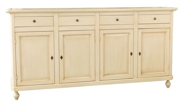 Mobili 2g - madia credenza 4 ante 4 cassetti legno shabby avorio 196x43x98h