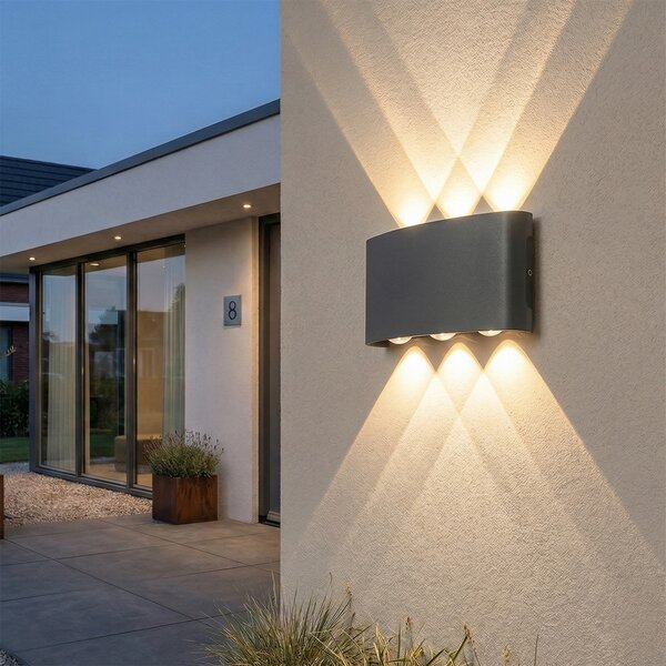 Lampada da parete per esterni grigio scuro con LED 6 luci IP54 - Silly
