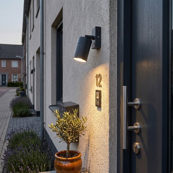 Lampada da parete per esterni antracite IP44 girevole e orientabile - Solo