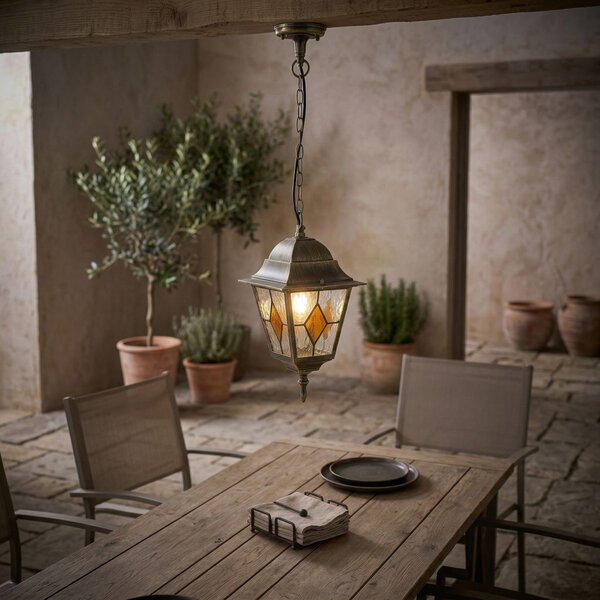 Lampada a sospensione da esterno vintage oro antico - Antigua