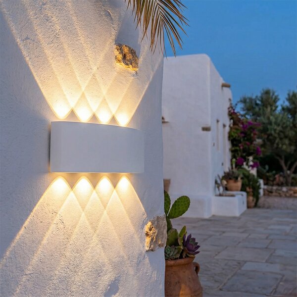 Lampada da parete per esterni bianca con LED 10 luci IP54 - Silly