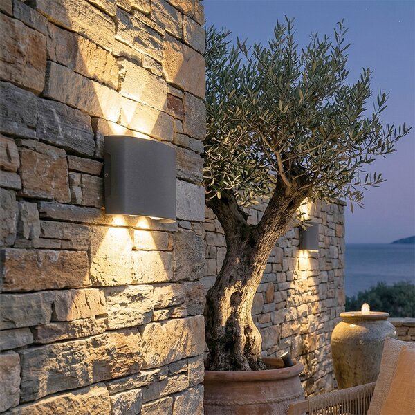Lampada da parete per esterni grigio scuro con LED 4 luci IP54 - Silly