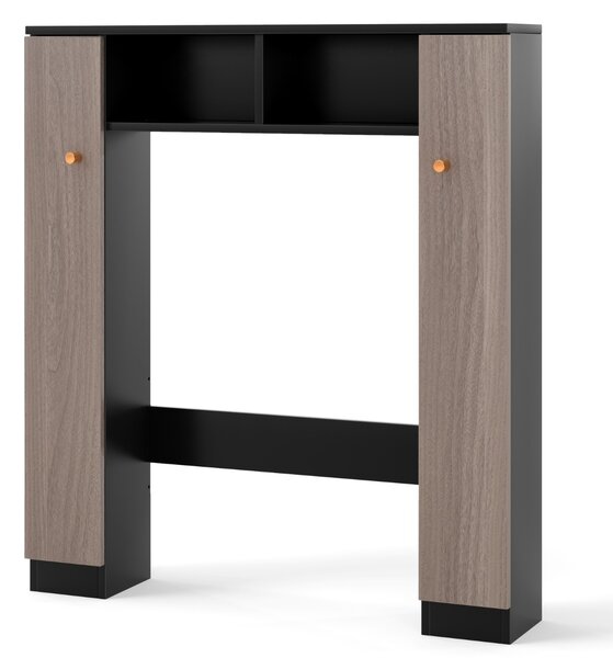 Costway Scaffale sopra wc con doppia anta 2 scomparti aperti e 4 ripiani regolabili, Mobile a ponte per bagno Marrone
