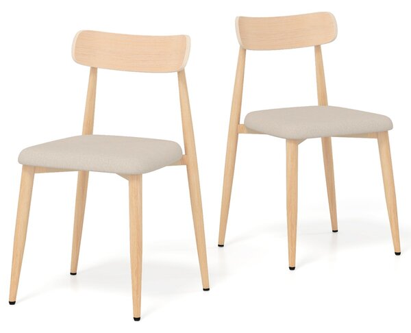 Costway Set di 2 sedie da pranzo moderne con gambe in metallo robusto e seduta imbottita, Sedie senza braccioli per sala da pranzo