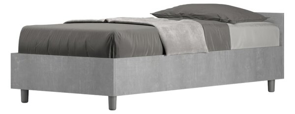 Letto Singolo Modello NUAMO Testata Bassa Dimensioni 80x190 cm testata e giroletto in pannelli di nobilitato Stile Minimal ed Essenziale Colore Cemento