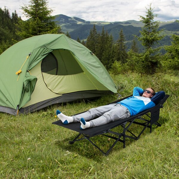 Costway Lettino da campeggio pieghevole per adulti letto da dormire robusto con poggiatesta inclinato, Lettino portatile per viaggi
