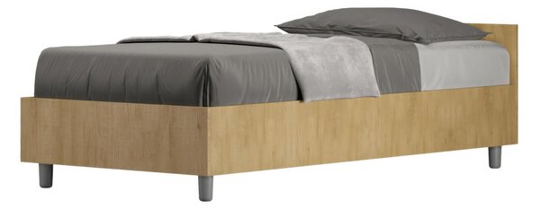 Letto Singolo Modello NUAMO Dimensioni 80x190 cm testata e giroletto in pannelli di nobilitato Stile Minimal ed Essenziale Colore Quercia