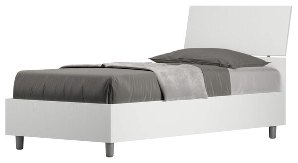 Letto Singolo con Testata Inclinata Modello DEMAS Dimensioni 80x190 cm Posizionabile in Poco Spazio Essenziale Colore Bianco Frassino