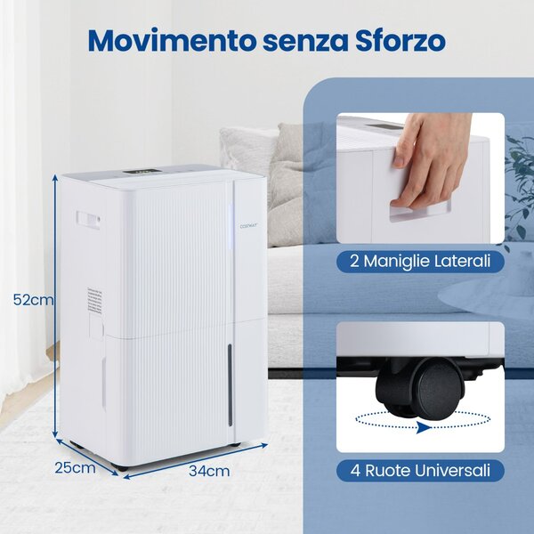 Costway Deumidificatore 40 L/giorno per casa con 3 modalità, Deumidificatore a risparmio energetico per bagno