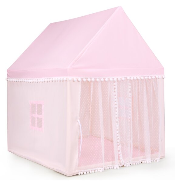 Costway Tenda da gioco per bambini grande tenda casetta con materassino imbottito, Tenda con zanzariera e 2 finestre