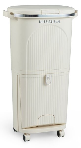 Costway Pattumiera 38L cucina coperchio bidone 2 secchi rimovibili, Pattumiera pedale pratica passo e ruote resistenti Beige