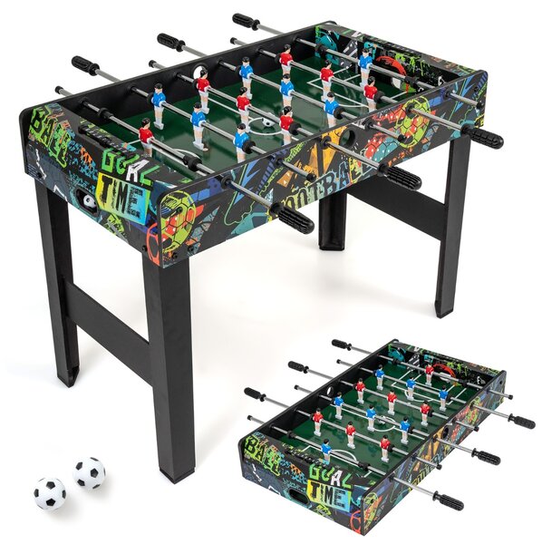 Costway Tavolo da calcio balilla gioco 2 in 1 con gambe rimovibili, Tavolo da calcio balilla libero con 2 palline Nero