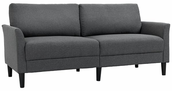 Divano 3 Posti 191x79x87 cm con Seduta Profonda e Imbottitura Spessa in Tessuto Grigio Scuro