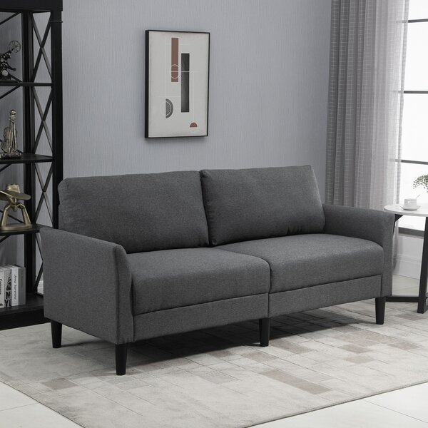 Divano 3 Posti 191x79x87 cm con Seduta Profonda e Imbottitura Spessa in Tessuto Grigio Scuro