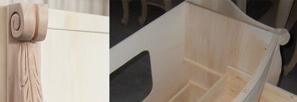 Mobile bagno completo sagomato legno bianco decori oro 122x48x85
