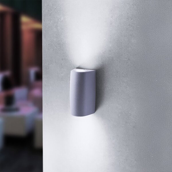 Applique esterno biemissione top light aosta ap2 gr gu10 led ip55 resina - Top Light