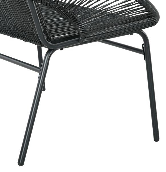 Outsunny Poltrona relax in rattan in stile boho, 132 cm x 72 cm x 83 cm, Nero