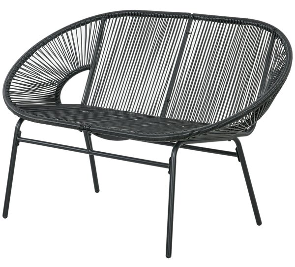 Outsunny Poltrona relax in rattan in stile boho, 132 cm x 72 cm x 83 cm, Nero