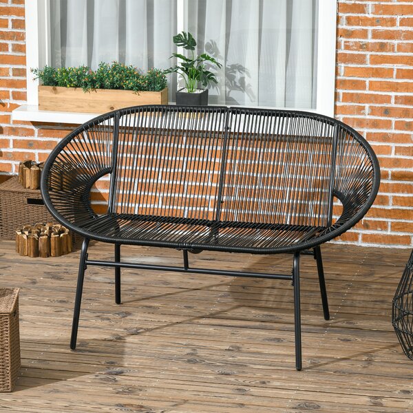 Outsunny Poltrona relax in rattan in stile boho, 132 cm x 72 cm x 83 cm, Nero