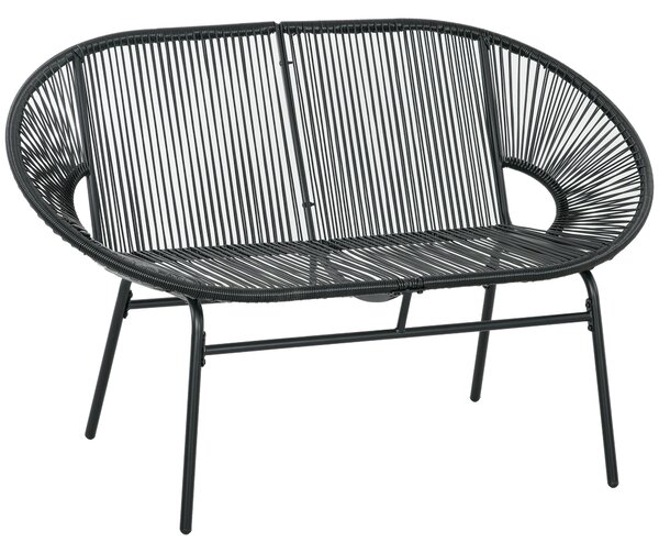 Outsunny Poltrona relax in rattan in stile boho, 132 cm x 72 cm x 83 cm, Nero