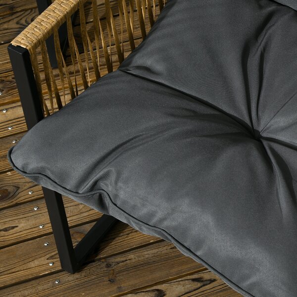 Outsunny Set da giardino 4 pezzi divano 2 posti 2 poltrone e 1 tavolino con piano in vetro temperato 3 cuscini - grigio