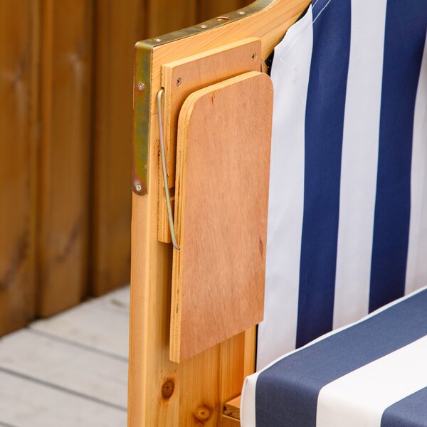 Outsunny Divano da spiaggia, doppia sdraio con tetto, incluso 1 tavolino pieghevole, Blu