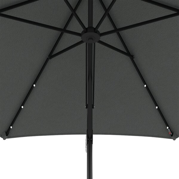 Outsunny Ombrellone da Giardino, Parasole, LED, Modulo Solare, resistente alle intemperie, con Custodia Protettiva, Ø290 x 260 cm, Grigio scuro
