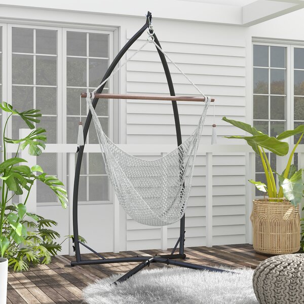 Outsunny Supporto per Sedia Sospesa - Piede Sedia Sospesa, altezza 215 cm - Capacità di carico massima consigliata 150 kg, metallo nero