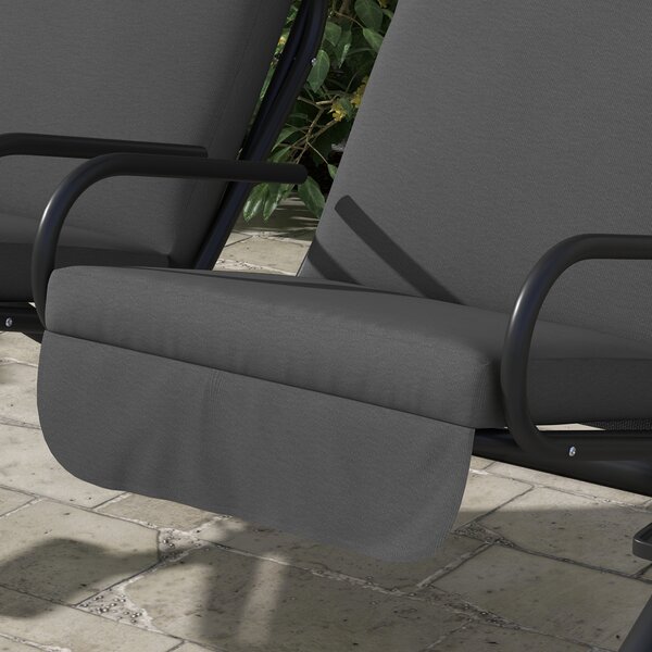 Outsunny Altalena Hollywoodschaukel da giardino, resistente alle intemperie, 2 sedute separate, 2 porta bevande, 170 cm x 136 cm x 170 cm, Grigio