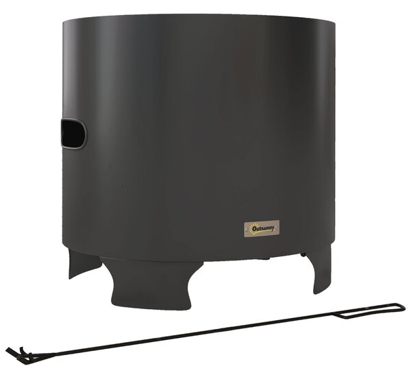 Outsunny Brasero senza fumo per esterno, rotondo e portatile in metallo con attizzatoio - diametro 45 cm - nero