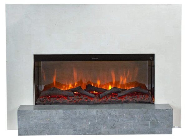 Caminetto elettrico Xaralyn - Santos EL90 - pietra naturale bianca - riscaldamento 1400 Watt - con telecomando - caminetto da incasso incluso - caminetto decorativo